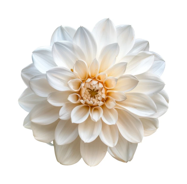 Single white dahlia flower isolated on white background