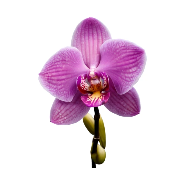 Vibrant purple Phalaenopsis orchid flower isolated on white background