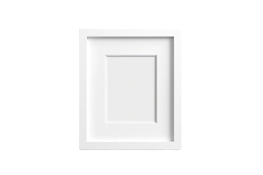 Empty white picture frame with mat isolated on white background