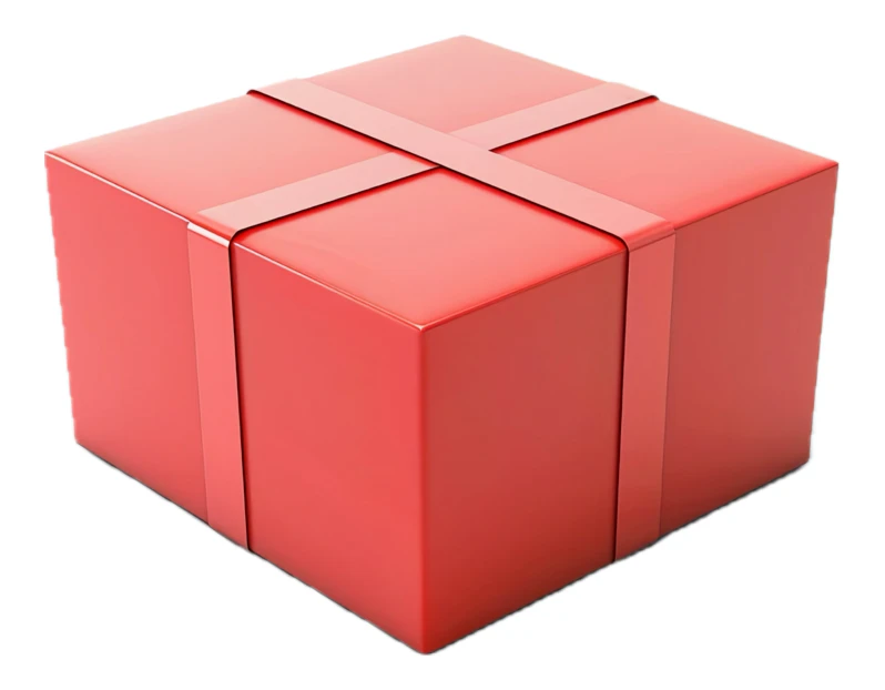 Large red gift box isolated on white background