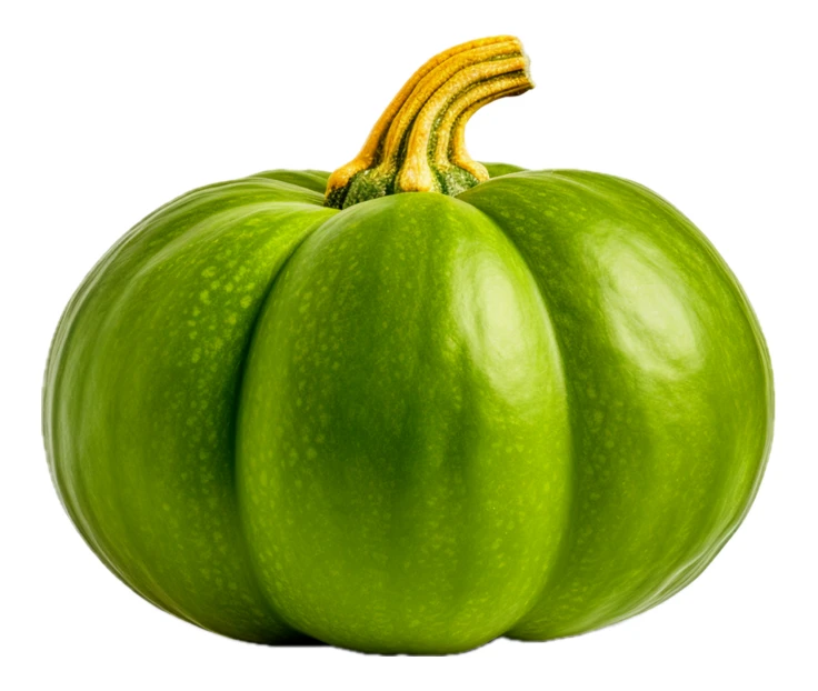 Whole green pumpkin isolated on white background