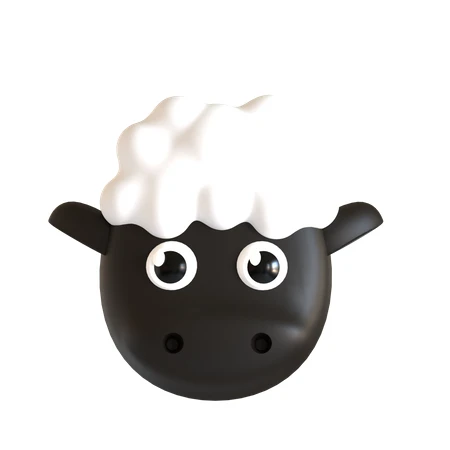 3D cartoon sheep head isolated on white background