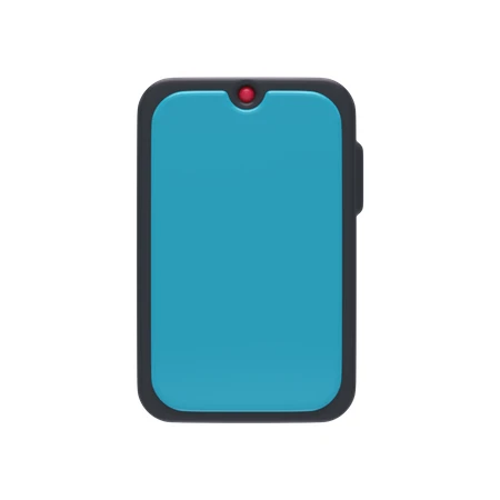 Minimalist 3D smartphone icon with blue screen and red sensor