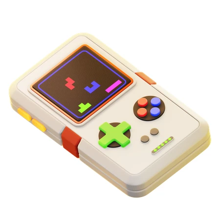 3D stylized handheld retro video game console illustration