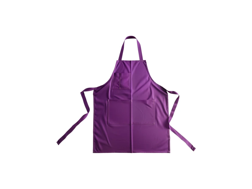 Purple chef apron with pockets isolated on white background