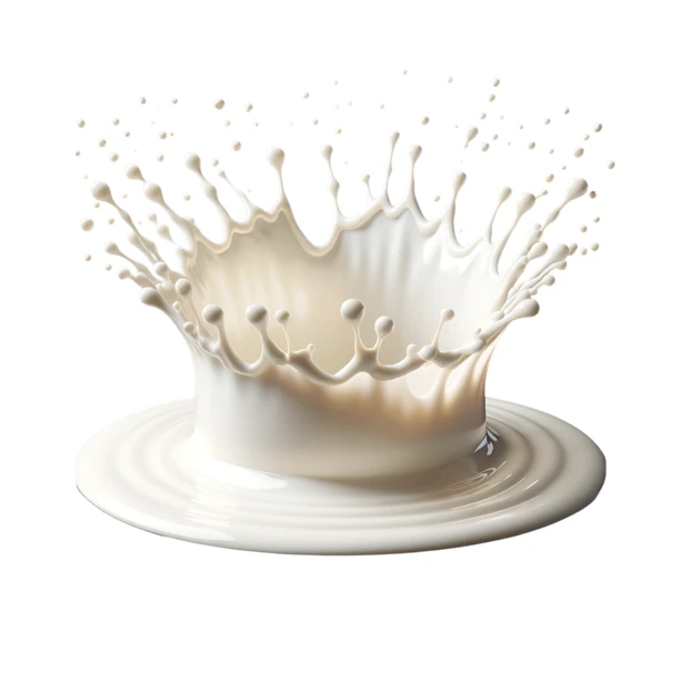 Dynamic milk splash crown isolated on white background