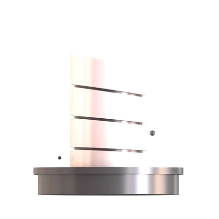 Abstract futuristic 3D geometric shape on a metallic base