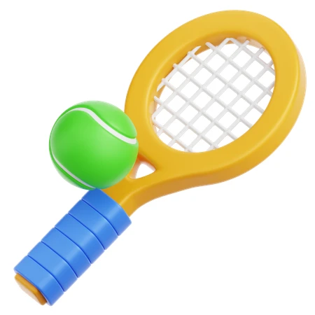 3D render of a toy tennis racket and ball