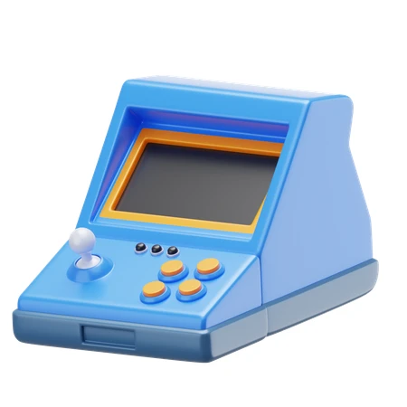 3D stylized mini arcade machine toy isolated on white