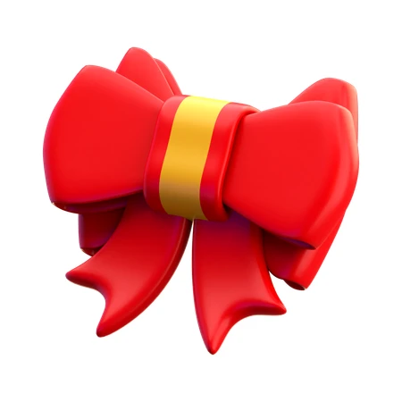 3D red gift bow isolated on white background