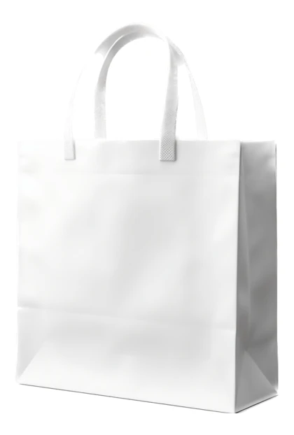 White paper shopping bag mockup isolated on white background