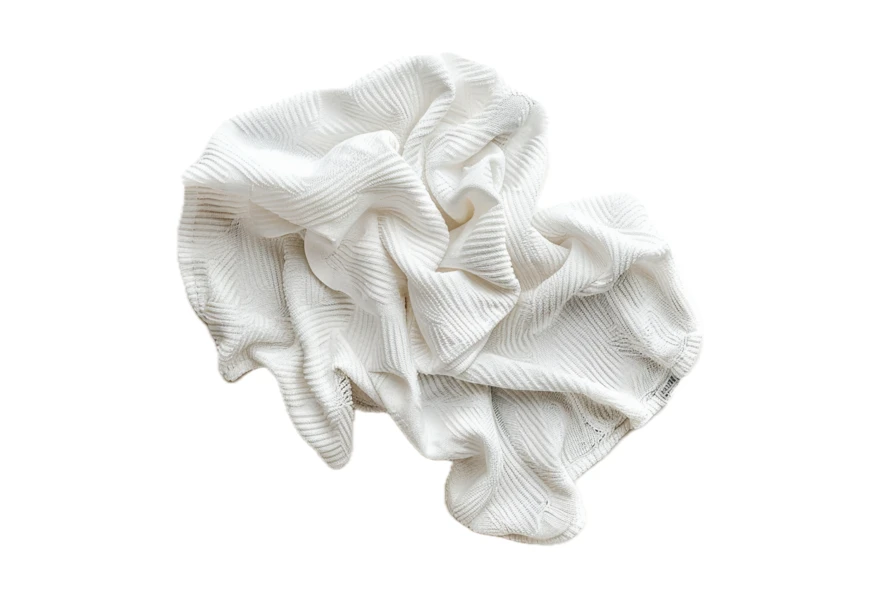 Crumpled white ribbed fabric isolated on white background