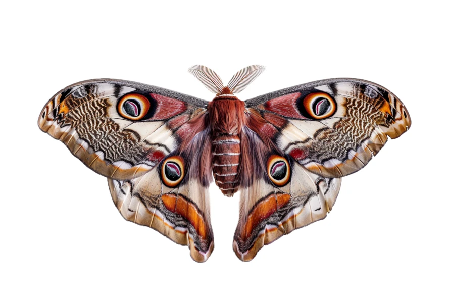 Giant Peacock Moth isolated on white background