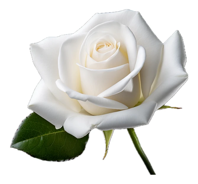 Single white rose flower isolated on white background