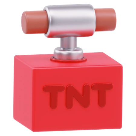 3D red TNT detonator box icon isolated on white