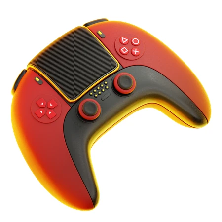 Futuristic red and black game controller isolated on white background