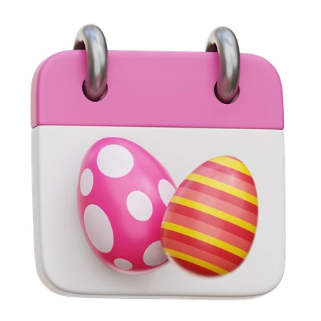 3D calendar icon with decorated Easter eggs