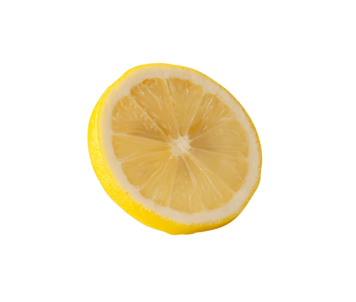 Fresh lemon slice isolated on white background