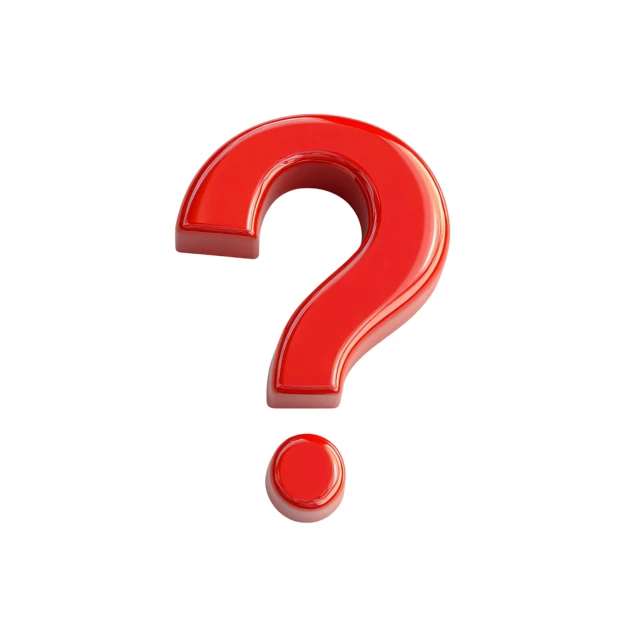 Glossy red 3D question mark symbol isolated on white