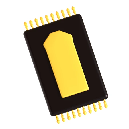 3D illustration of a black and yellow prayer rug