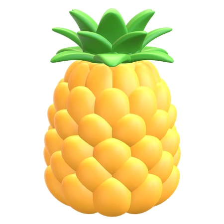Stylized 3D pineapple icon isolated on white background