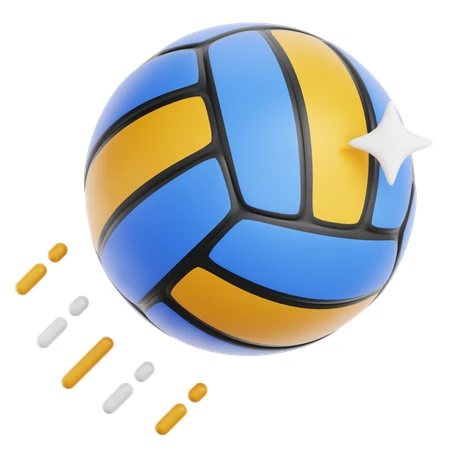 3D blue and yellow volleyball with motion effects