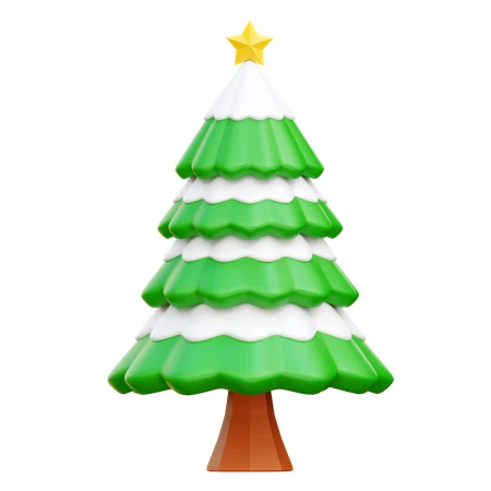 3D stylized Christmas tree with snow and star topper