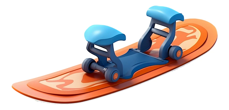 Futuristic orange and blue motorized skateboard design