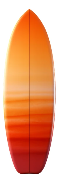Orange and red gradient surfboard isolated on white background