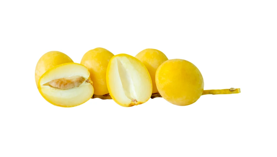Fresh yellow Barhi dates isolated on white background