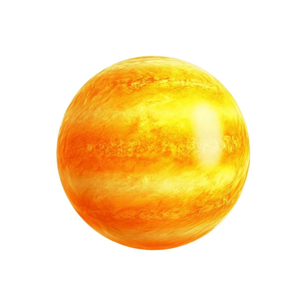 Glowing orange and yellow celestial sphere isolated on white