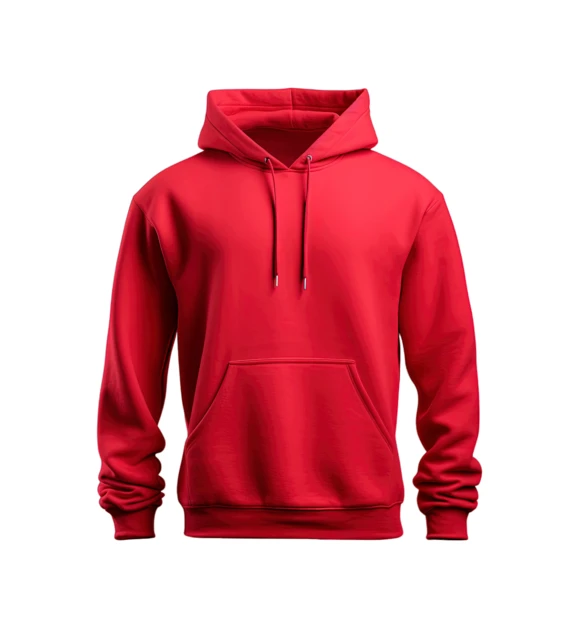 Plain red hoodie isolated on white background