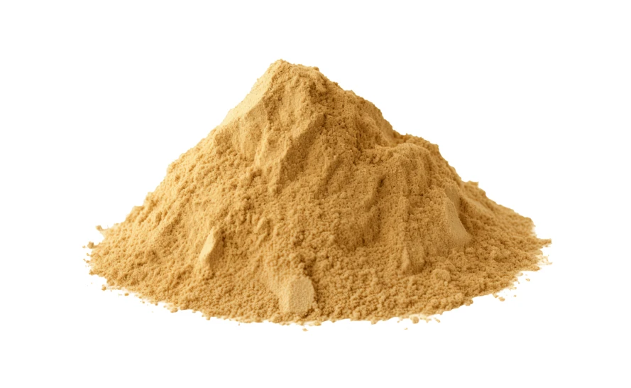 Pile of brown organic powder isolated on white background