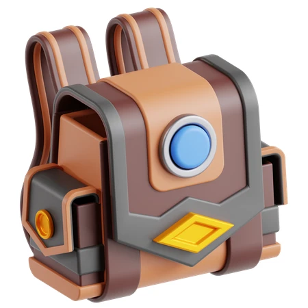 3D stylized adventure backpack icon on white background