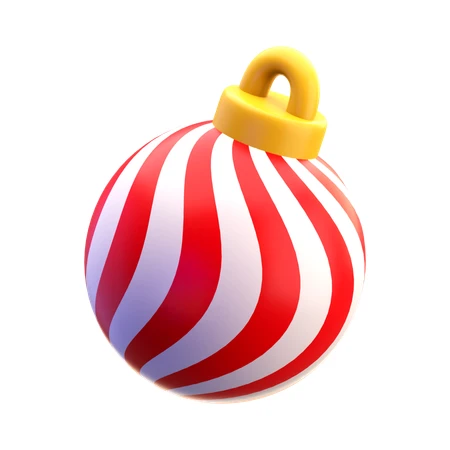 3D red and white striped Christmas bauble ornament