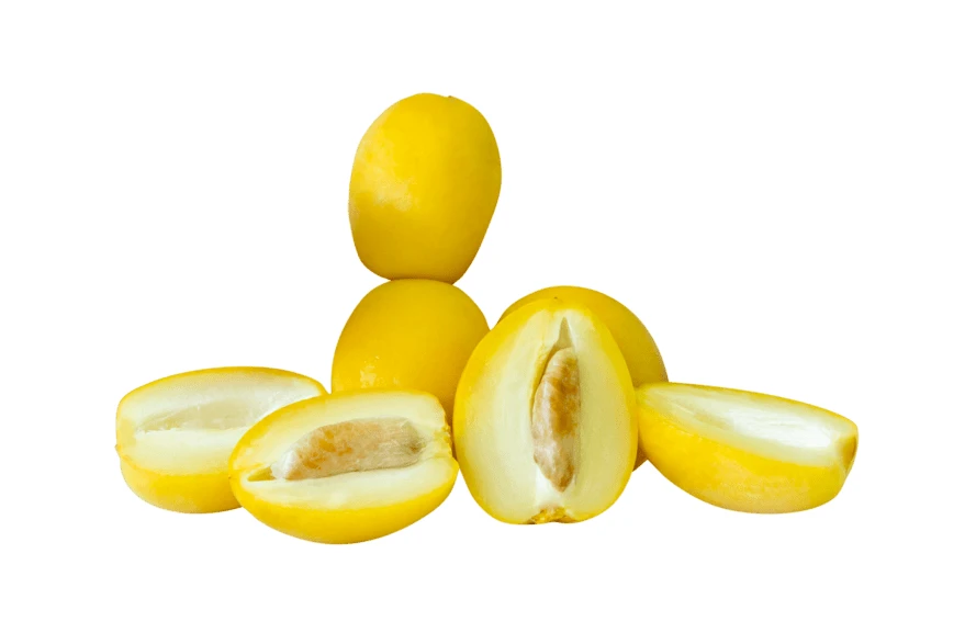 Fresh yellow Barhi dates isolated on white background