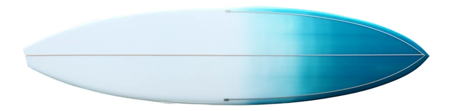 Blue and white gradient surfboard isolated on white background