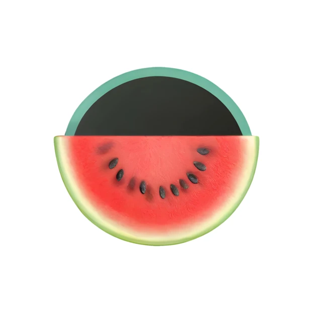 3D stylized watermelon slice isolated on white background