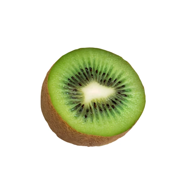Half of a fresh green kiwi isolated on white