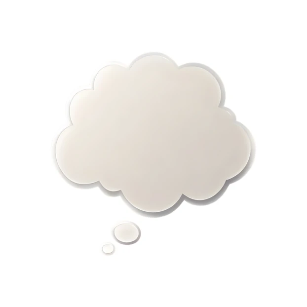 White glossy thought bubble icon on white background