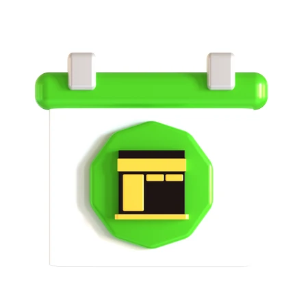 3D calendar icon with Kaaba symbol for Islamic events