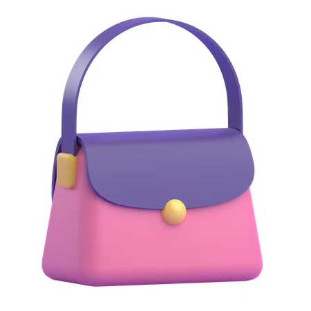 3D rendered pink and purple handbag icon on white background