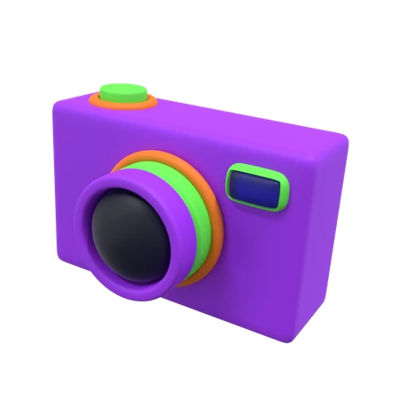 3D stylized purple toy camera isolated on white