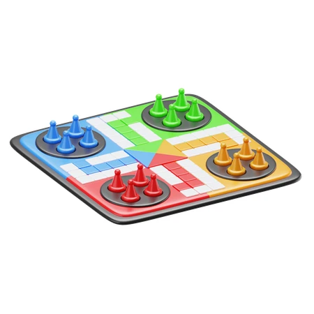 Colorful Ludo board game with pieces isolated on white