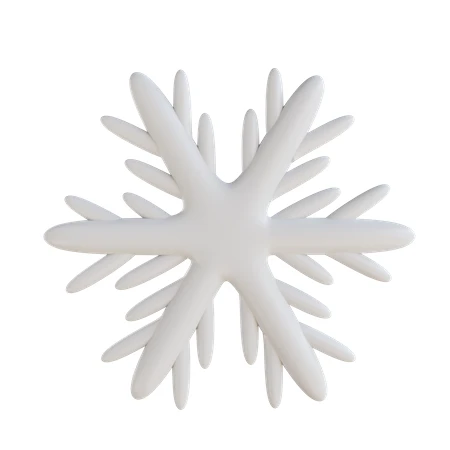 Simple white 3D snowflake isolated on white background