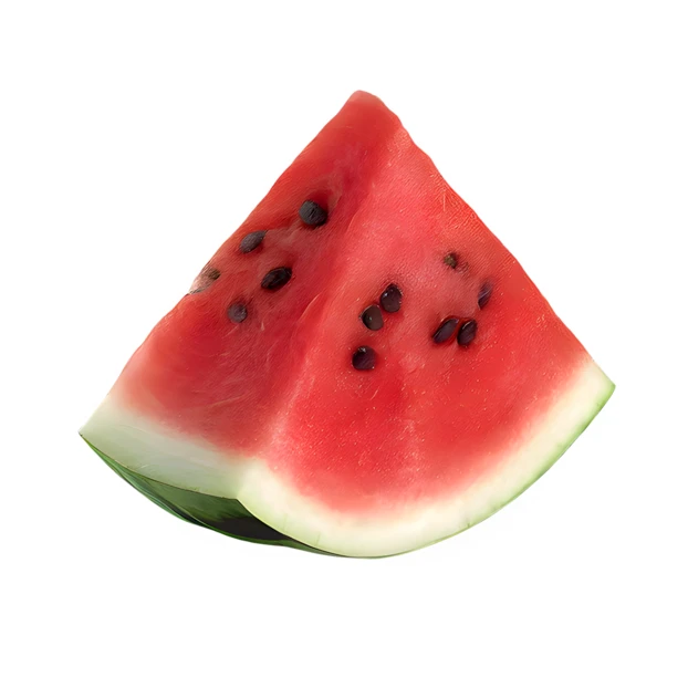 Fresh juicy watermelon slice with seeds isolated on white