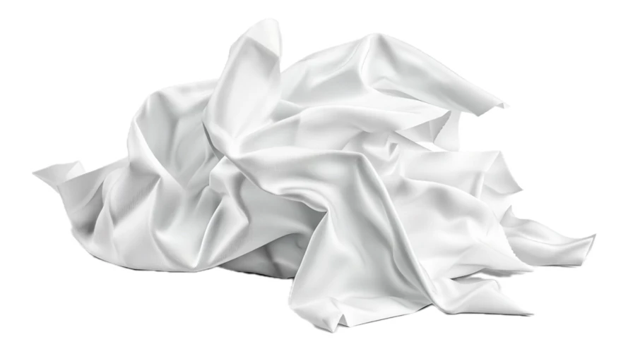 Crumpled pile of white silk fabric isolated on white