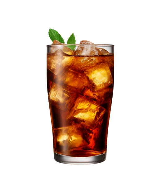Glass of iced tea with mint on white background