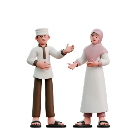 A couple talking and gesturing