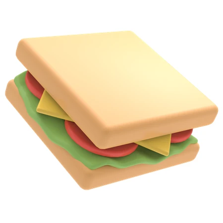 3D stylized sandwich with lettuce tomato and cheese